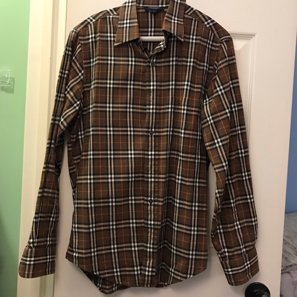 vintage burberry checkered button down shirt
